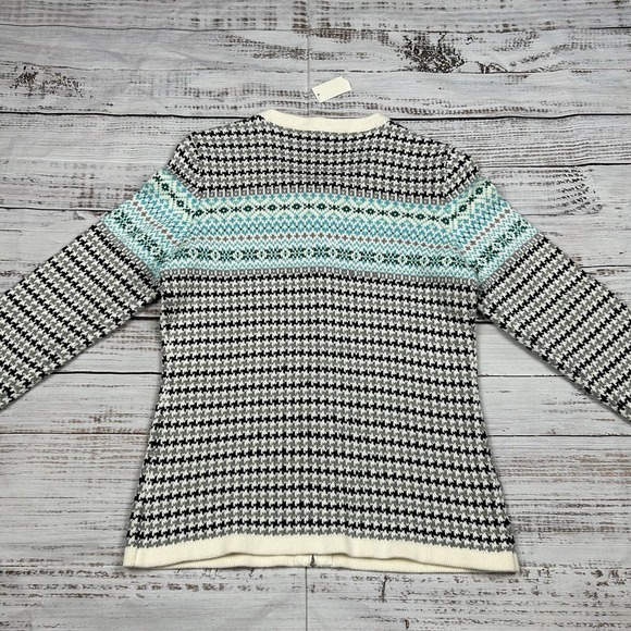 NWT Talbots Petite Womens‎ Sweater Cardigan Small Full Zip Fair Isle Blue Nordic - Picture 7 of 7